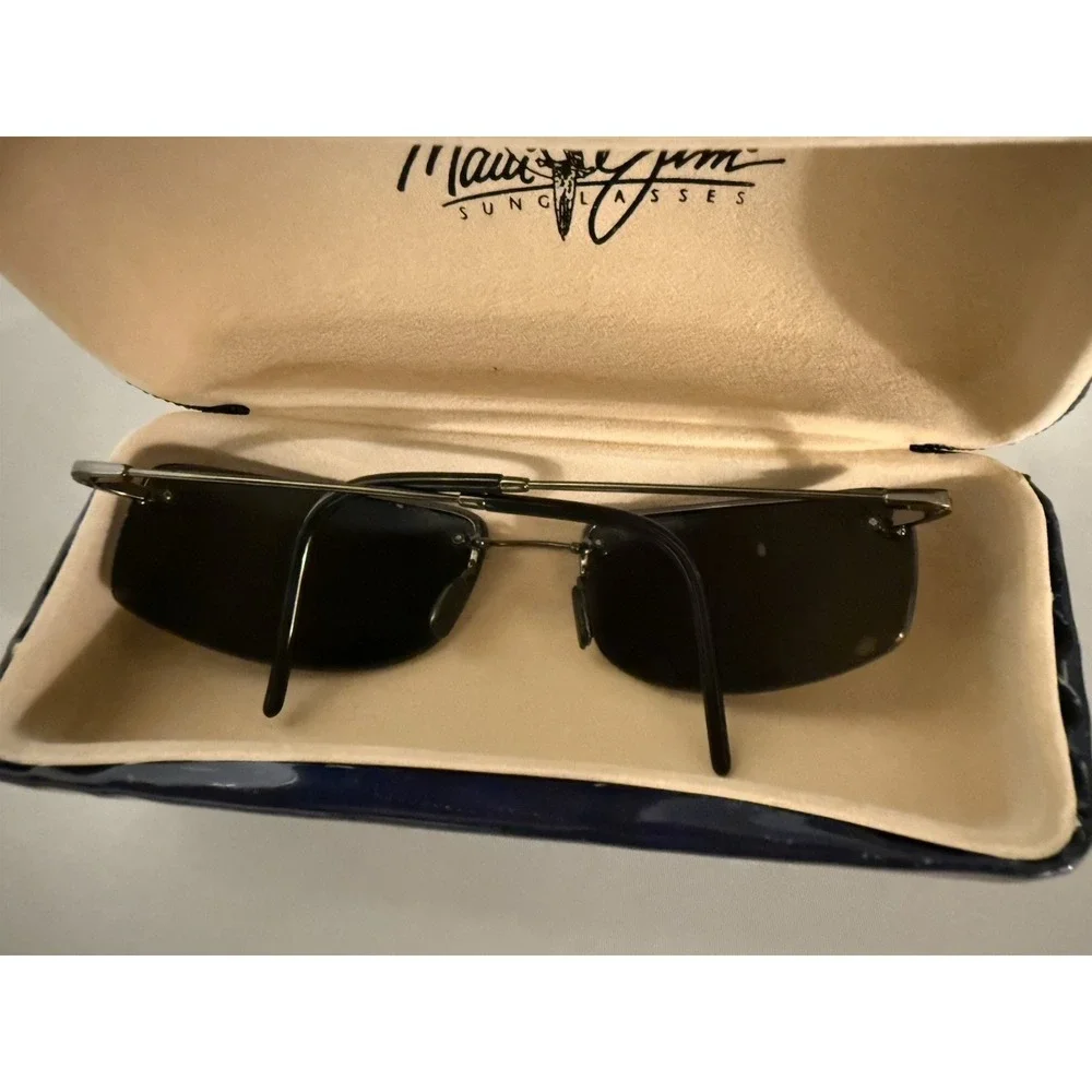 MAUI JIM Sunglasses MJ-352-02 Pali Black Flexon Polarized Half Rim Case Unisex